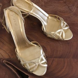 J. Crew Faye Strappy Heels in gold, size 8